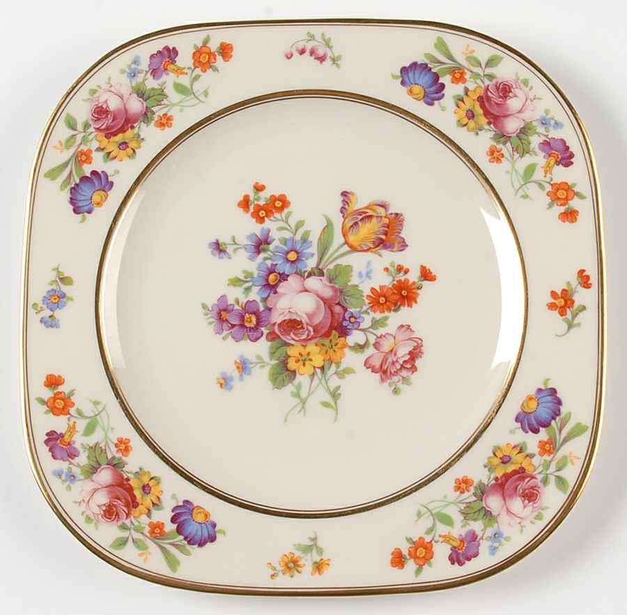 Floral Bouquet Square Salad Plate by Coxon Belleek-1
