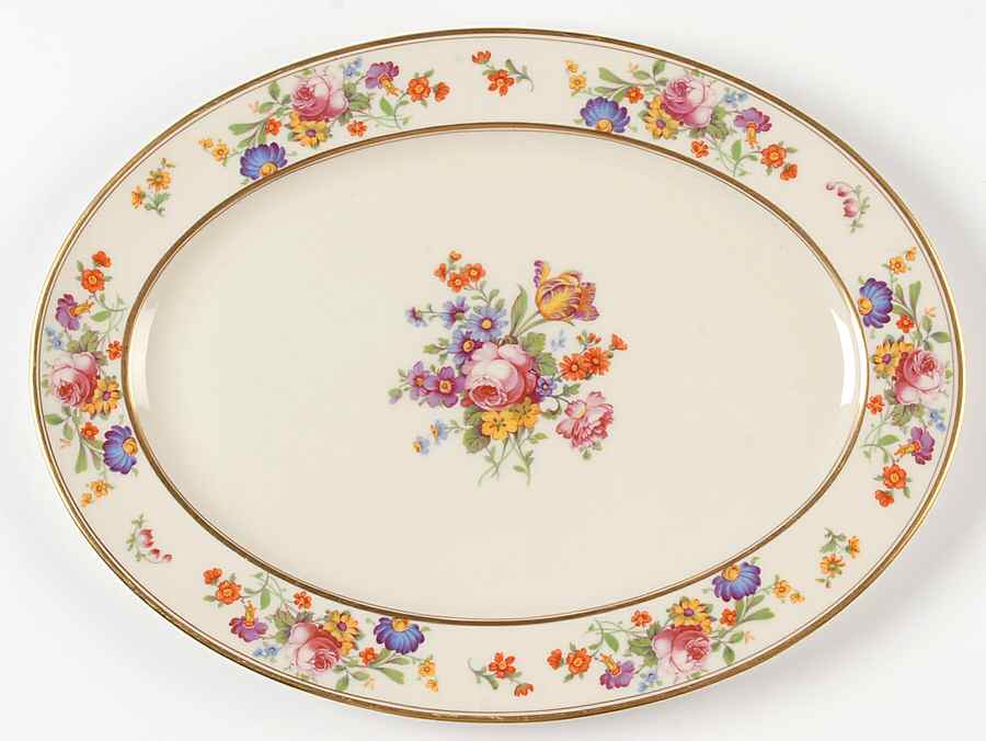 Floral Bouquet 12" Oval Serving Platter by Coxon Belleek-1