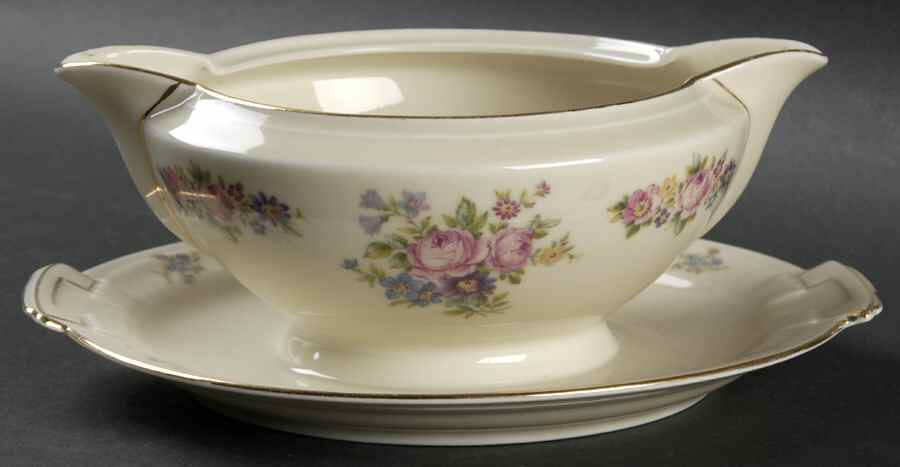 23458 Gravy Boat with Attached Underplate by Czechia-Czechoslovakia-1