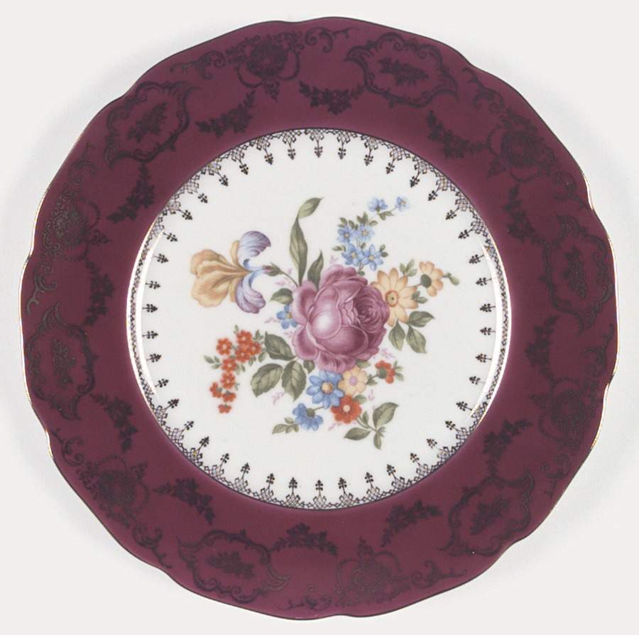 661-3477 Maroon Dinner Plate by Czechia-Czechoslovakia-1