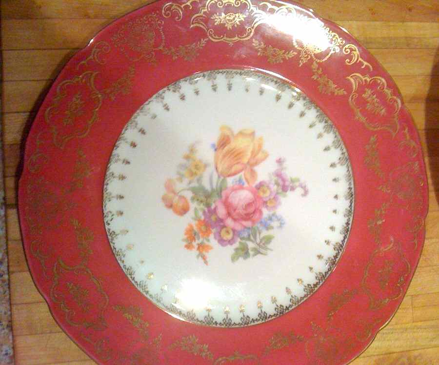 661-3477 Maroon Dinner Plate by Czechia-Czechoslovakia-1