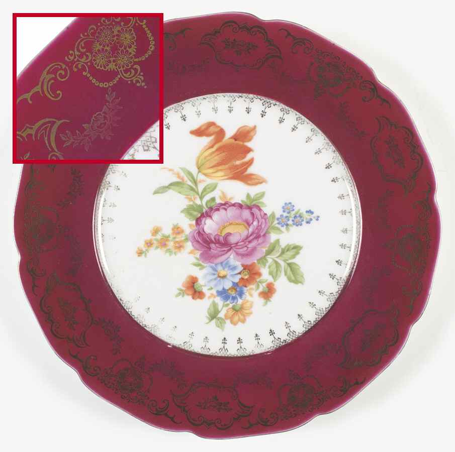 661-3477 Maroon Dinner Plate by Czechia-Czechoslovakia-1