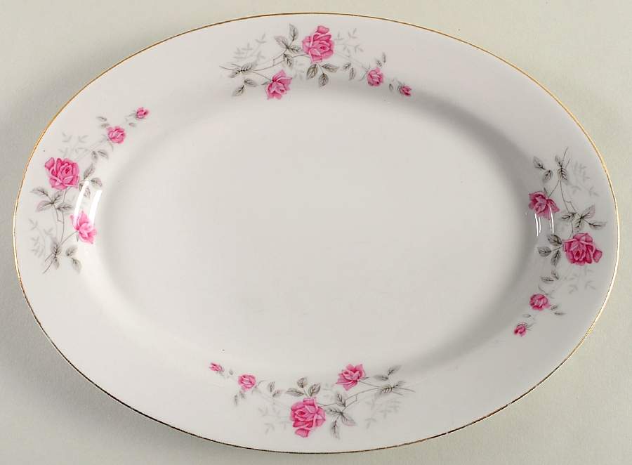 Victoriana Rose 12" Oval Serving Platter by China (Made in China)-1