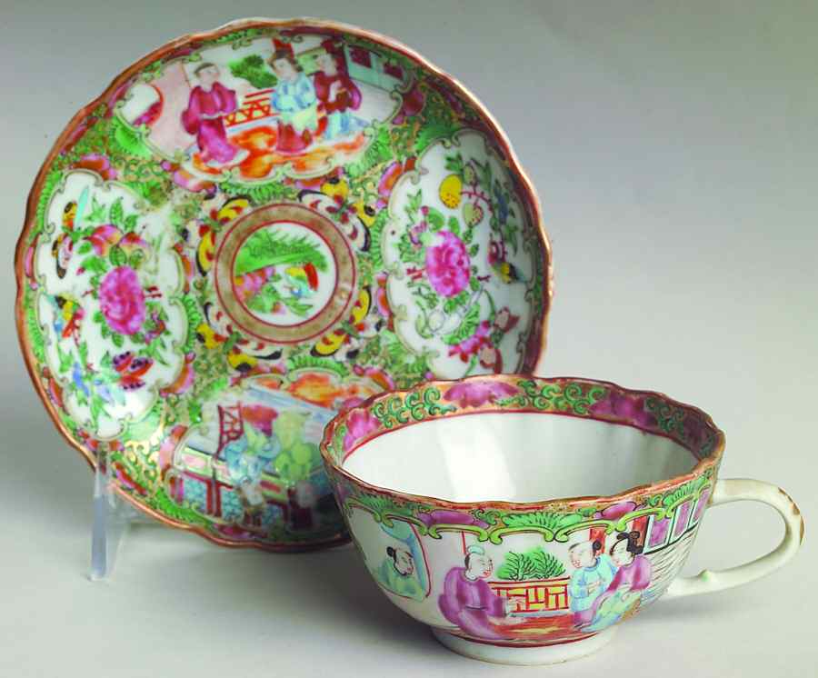 Rose Medallion (With People) Footed Cup & Saucer Set by China (Made in China)-1
