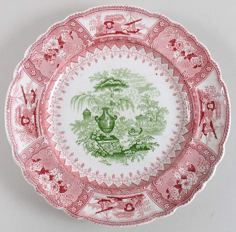 Canova-Pink-Green Luncheon Plate by Canonsburg-1