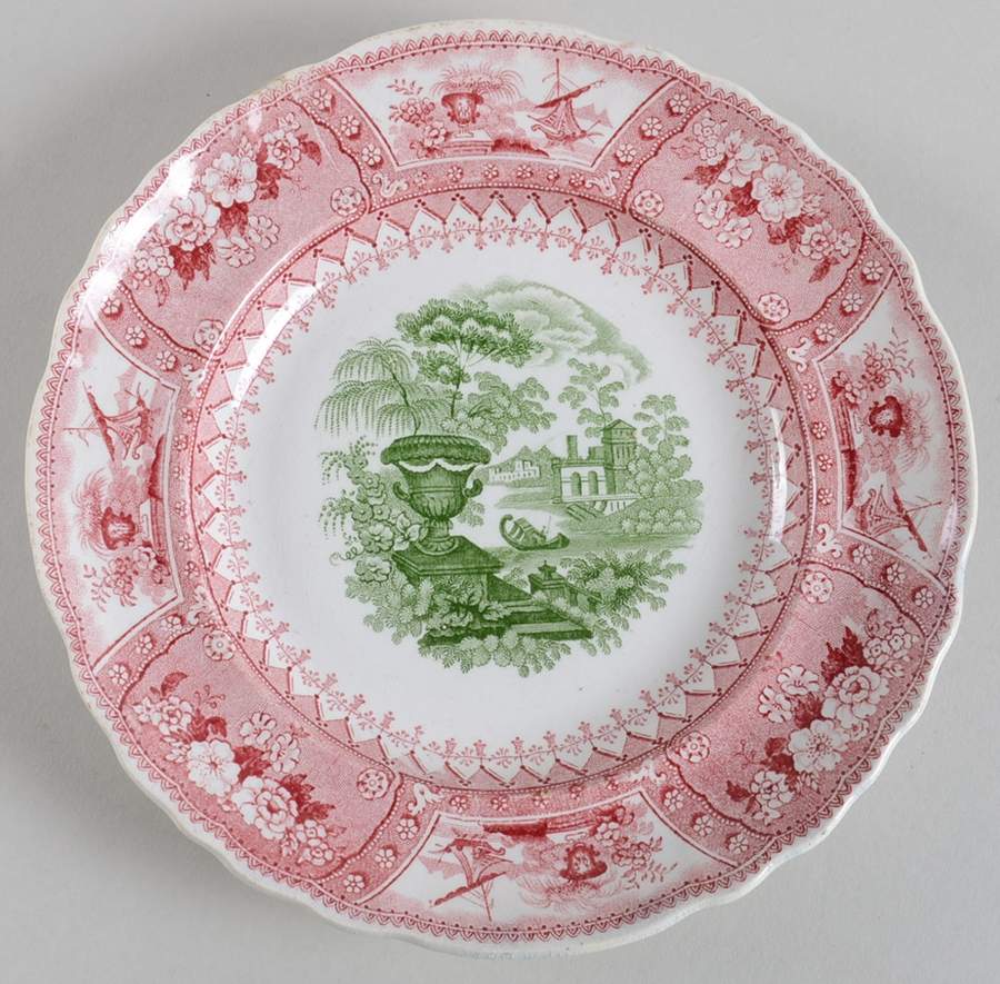 Canova-Pink-Green Dessert/Pie Plate by Canonsburg-1