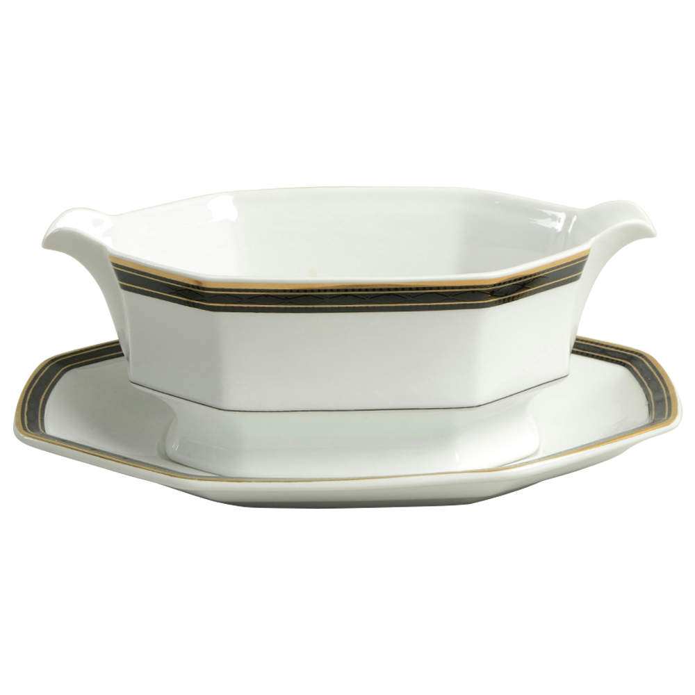 Black Dress Gravy Boat & Underplate by Christopher Stuart-1