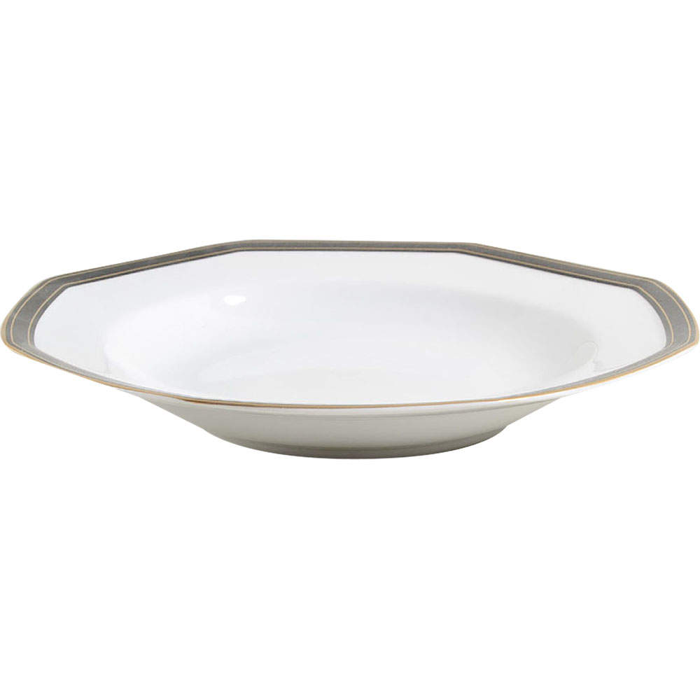 Black Dress Large Rim Soup Bowl by Christopher Stuart-1