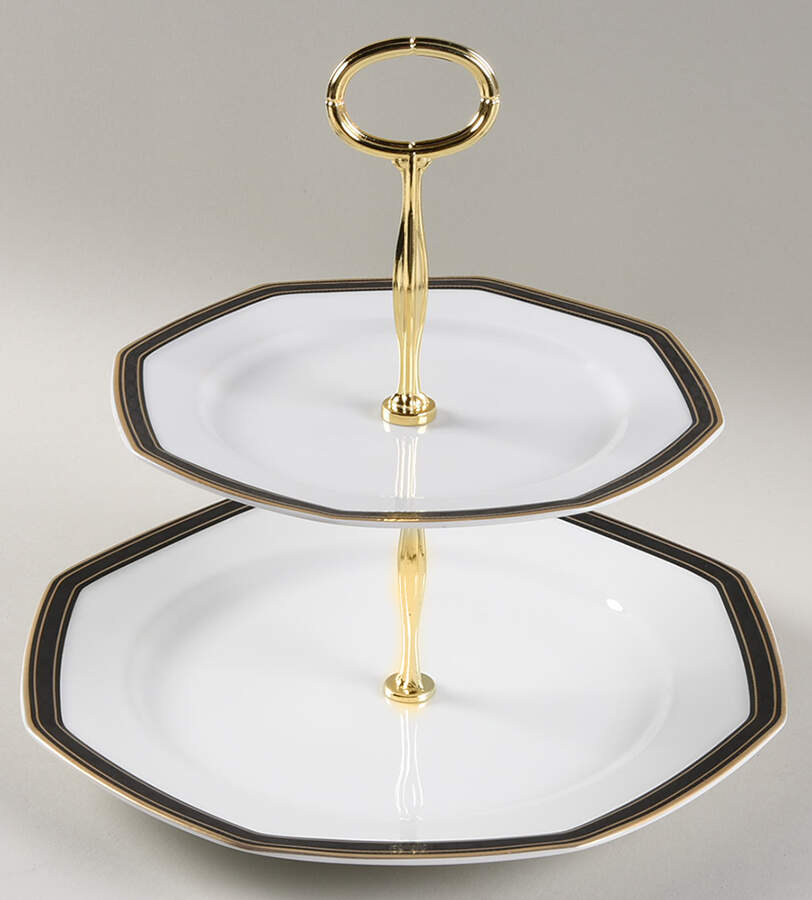 Black Dress 6 5/8"-10"  2 Tiered Serving Tray (Dp, Sp) HC by Christopher Stuart-1