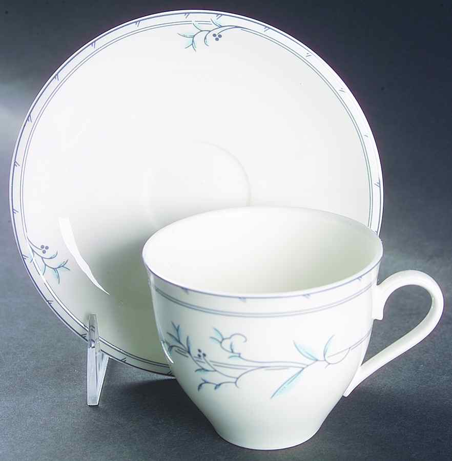 Blue Vine Flat Cup & Saucer Set by Christopher Stuart-1