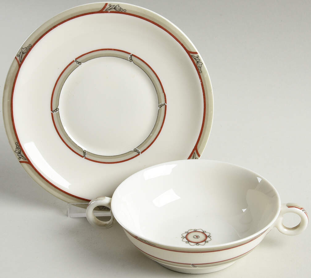 Lady Hamilton Footed Cream Soup Bowl & Saucer Set by Community-1