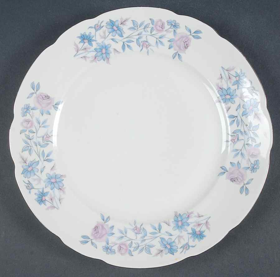 Gloria (Flowers, Platinum Trim) Luncheon Plate by Cmielow (Poland)-1