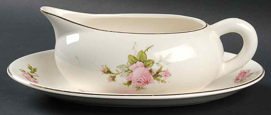 Moss Rose Gravy Boat & Underplate by Canonsburg-1