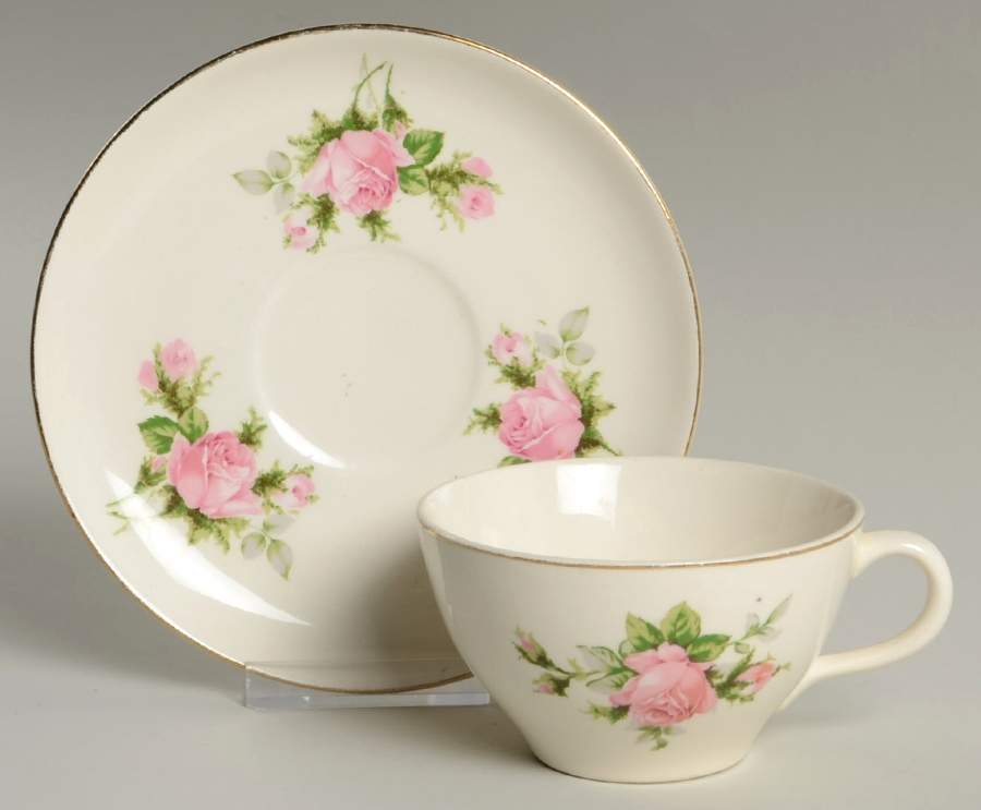 Moss Rose Flat Cup & Saucer Set by Canonsburg-1