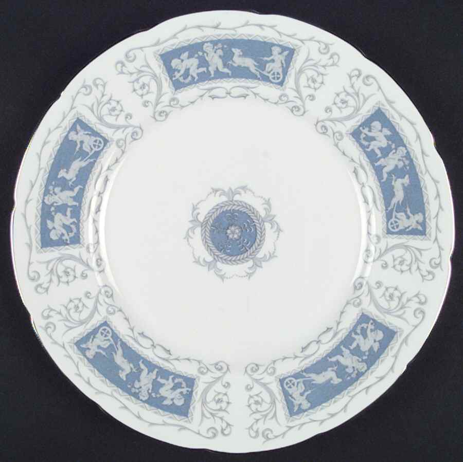 Revelry Blue (Scalloped, Platinum Trim) Dinner Plate by Coalport-1