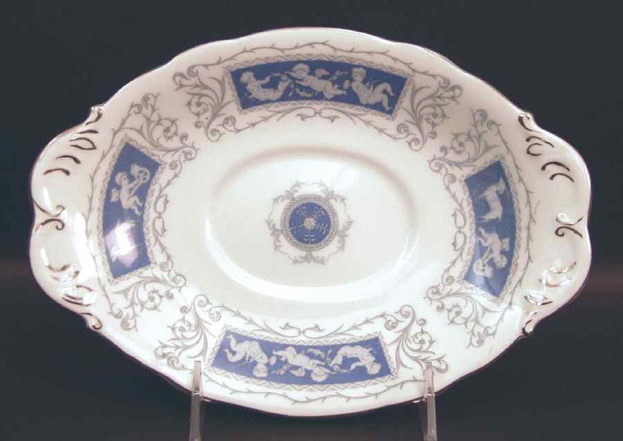 Revelry Blue (Scalloped, Platinum Trim) Underplate for Gravy Boat by Coalport-1