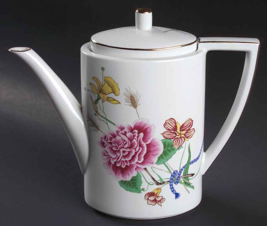 Flores Oval Coffee Pot & Lid by Lynn Chase-1