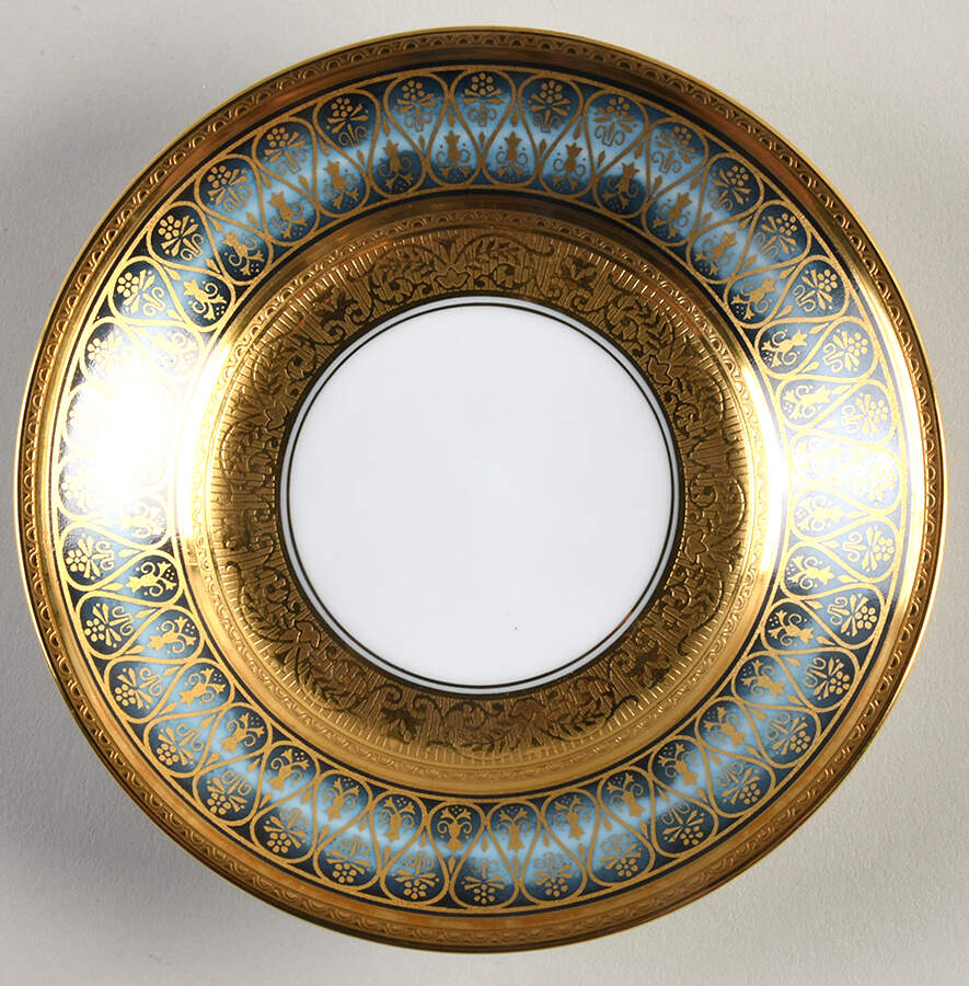 Golden Fire Blue Saucer by Charles Field Haviland-1