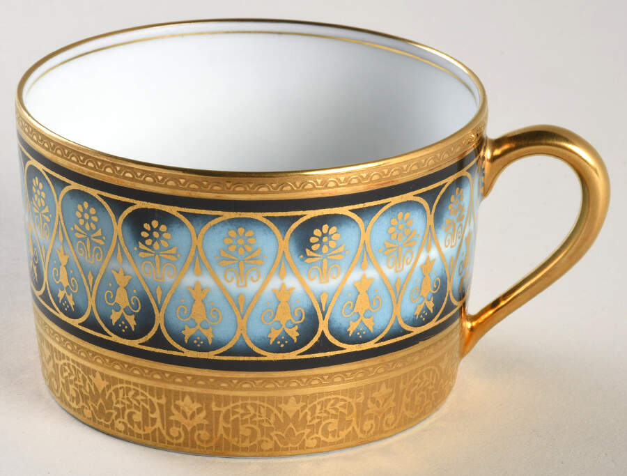 Golden Fire Blue Flat Cup by Charles Field Haviland-1