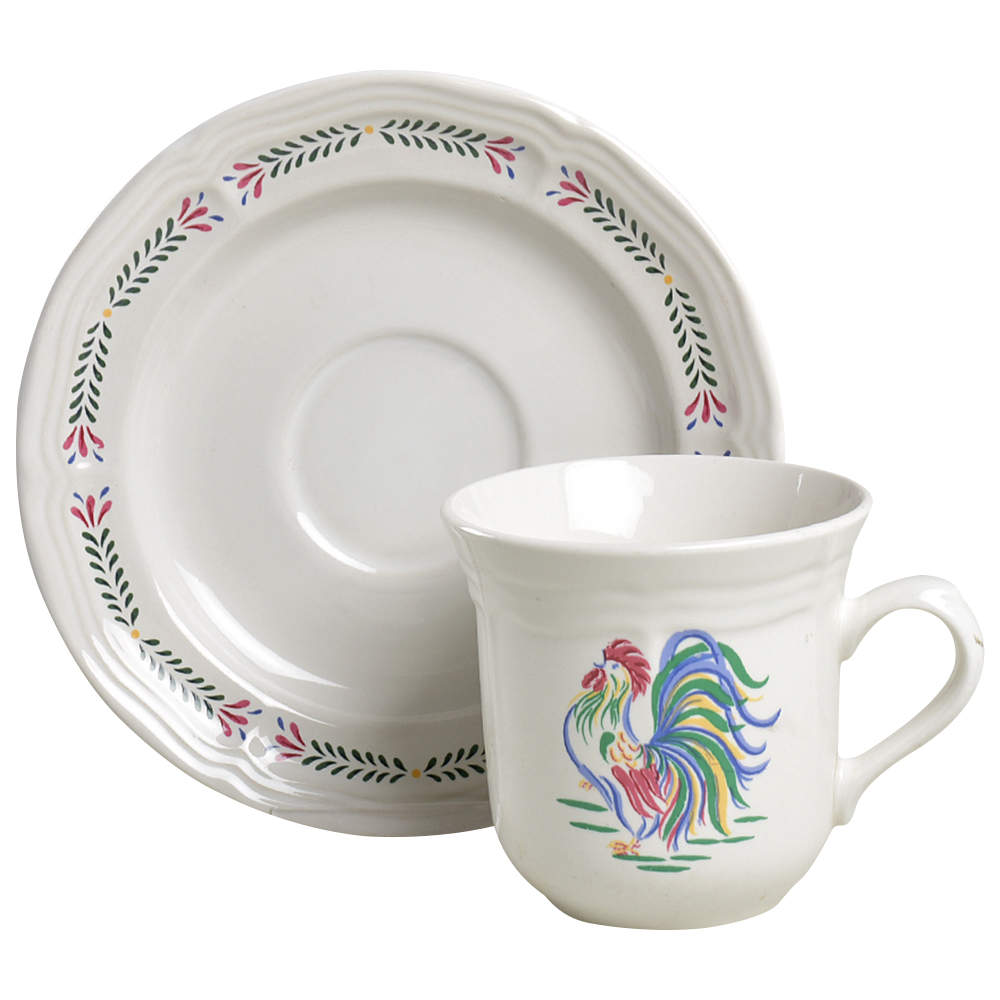 Sunrise Rooster Flat Cup & Saucer Set by Century China-1