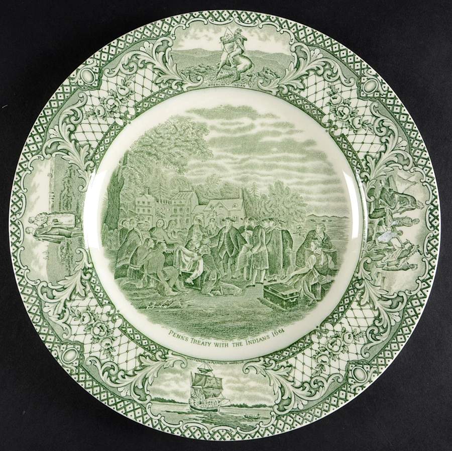 Colonial Times Green Dinner Plate by Crown Ducal-1