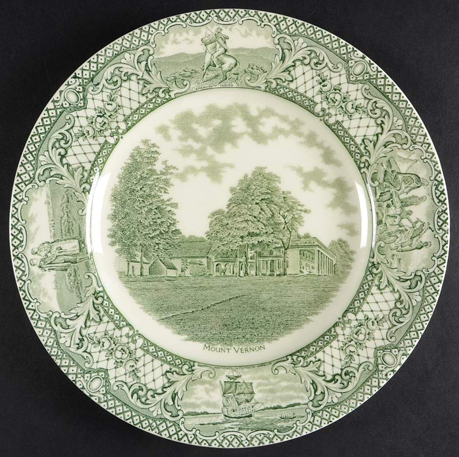 Colonial Times Green Dinner Plate by Crown Ducal-1