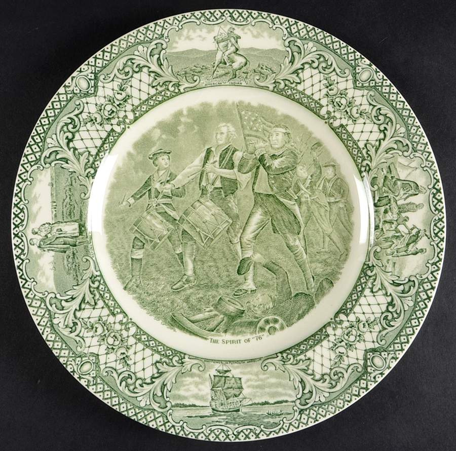 Colonial Times Green Dinner Plate by Crown Ducal-1