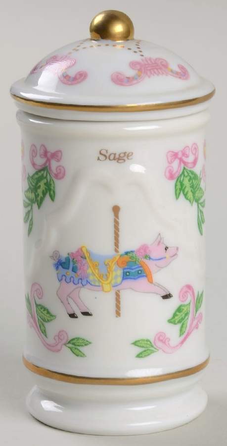 Carousel Sage Spice Jar & Lid by Lenox-1