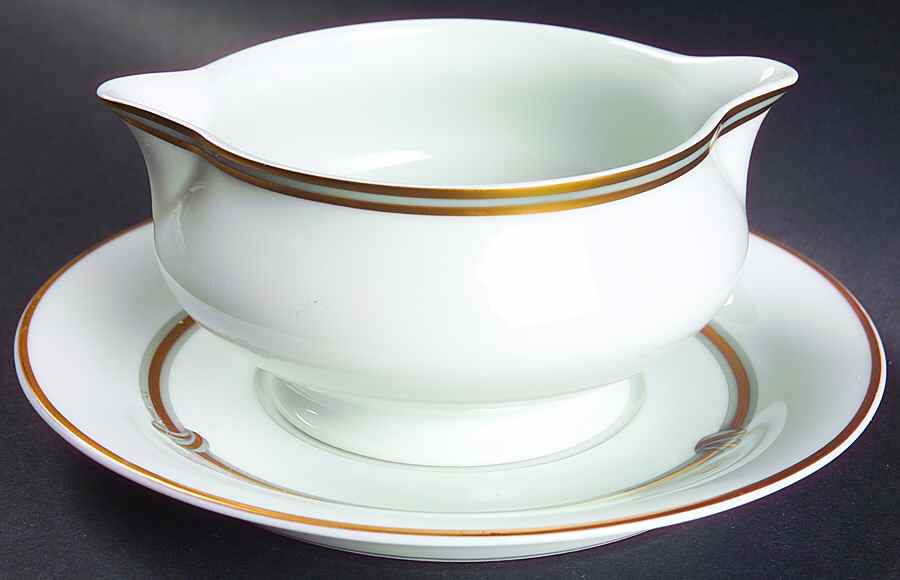 Ruban Or Round Gravy Boat & Underplate by Christofle-1