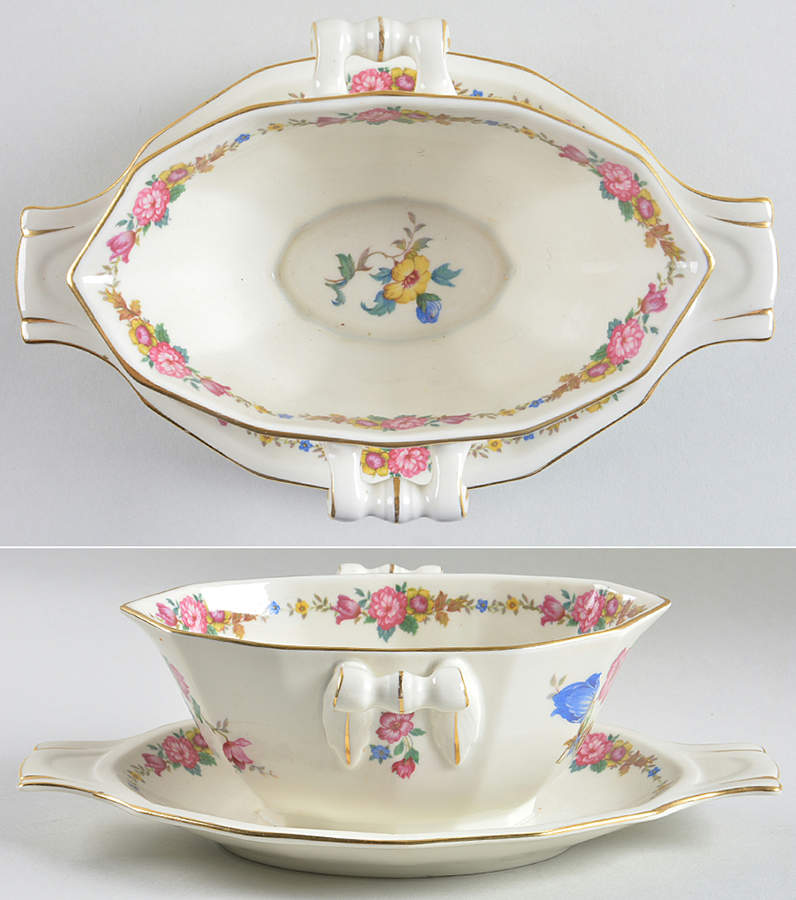 Ivory Rose Gravy Boat with Attached Underplate by Crown Imperial-1