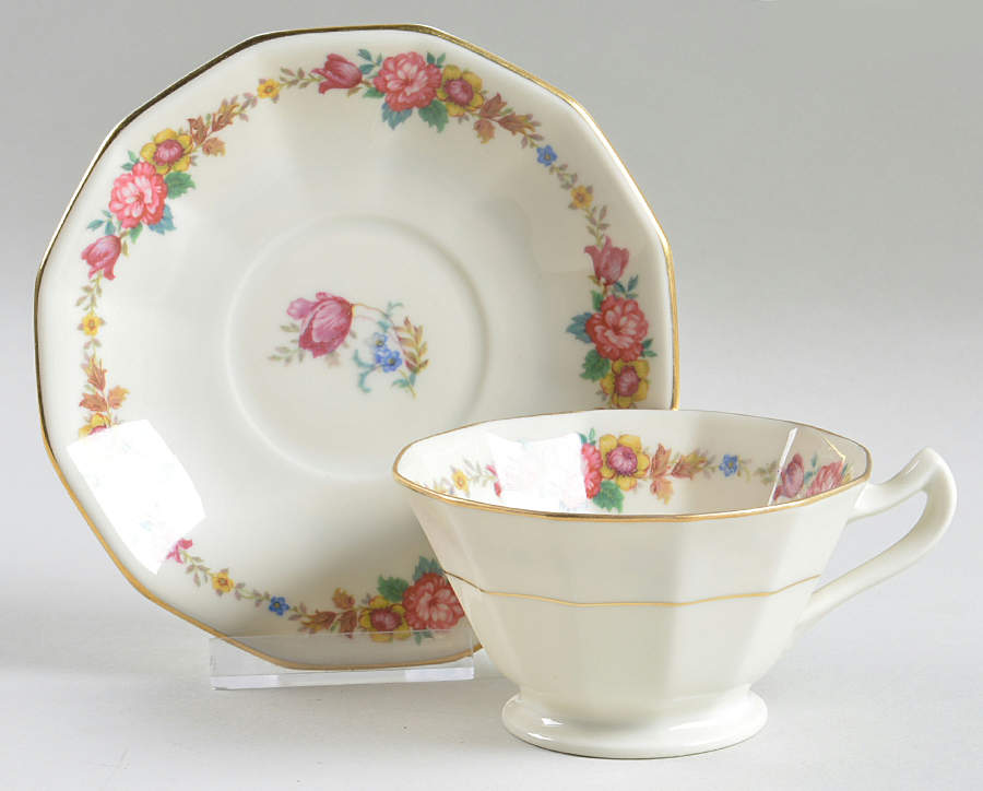 Ivory Rose Footed Cup & Saucer Set by Crown Imperial-1