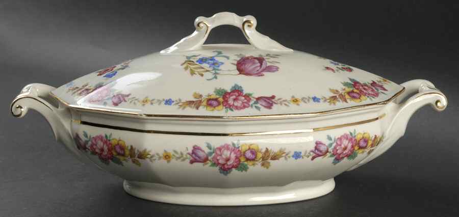 Ivory Rose Oval Covered Vegetable by Crown Imperial-1