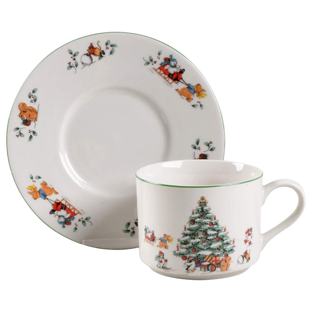 Magical Christmas Flat Cup & Saucer Set by China Pearl-1