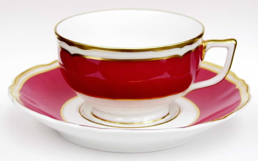 Polka Red Footed Cup & Saucer Set by Ceralene-1