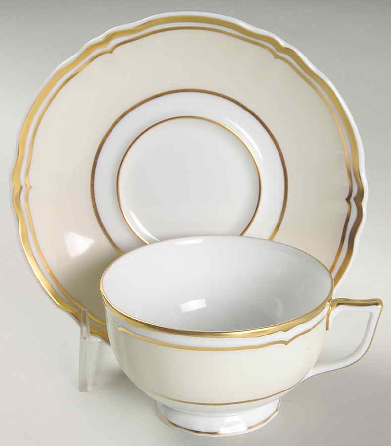Polka Ivory Footed Cup & Saucer Set by Ceralene-1