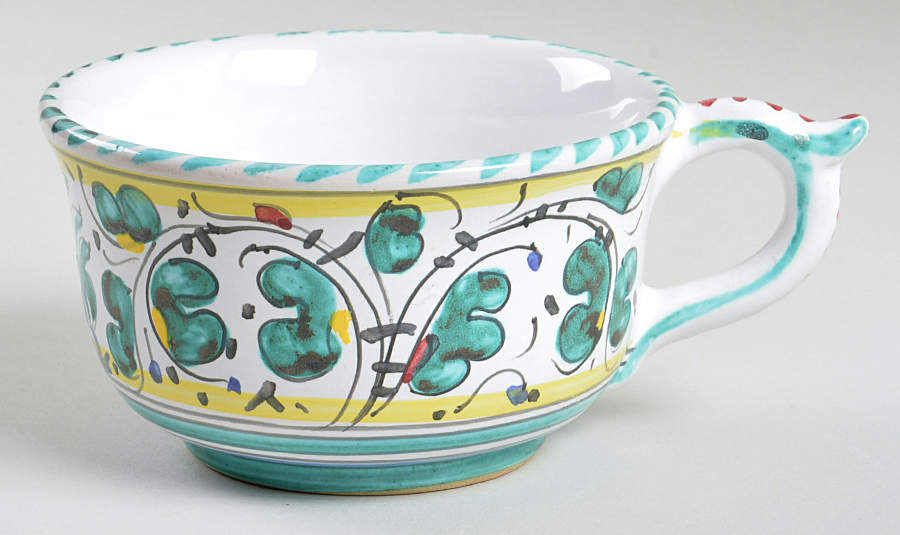 Orvieto Green Rooster Flat Cup by Cama (Deruta Italy)-1