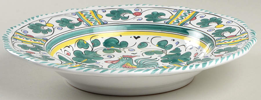 Orvieto Green Rooster 10" Soup/Pasta Bowl by Cama (Deruta Italy)-1