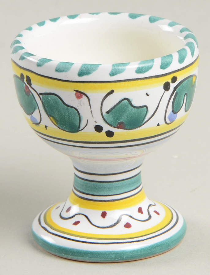 Orvieto Green Rooster Single Egg Cup by Cama (Deruta Italy)-1