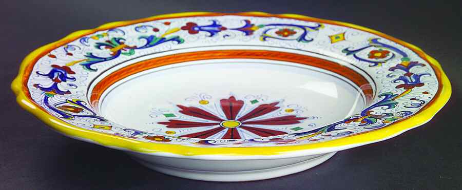 Ricco Deruta Large Rim Soup Bowl by Cama (Deruta Italy)-1