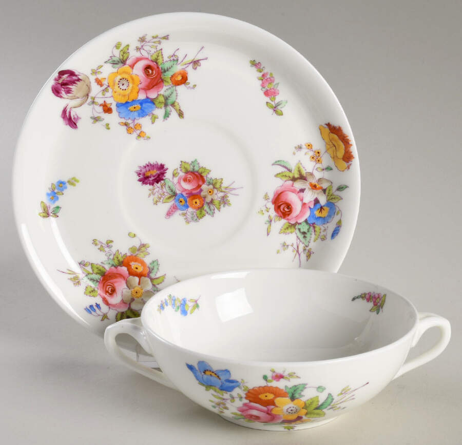 COA32 Flat Cream Soup Bowl & Saucer Set by Coalport-1