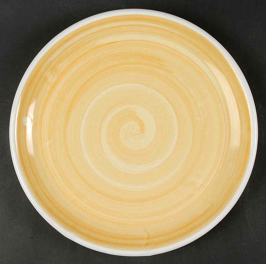 Solids Brush Yellow Dinner Plate by Caleca-1