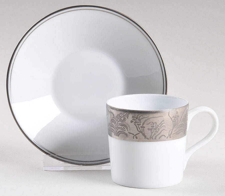 Khazard Platine Flat Demitasse Cup & Saucer Set by Jean Louis Coquet-1
