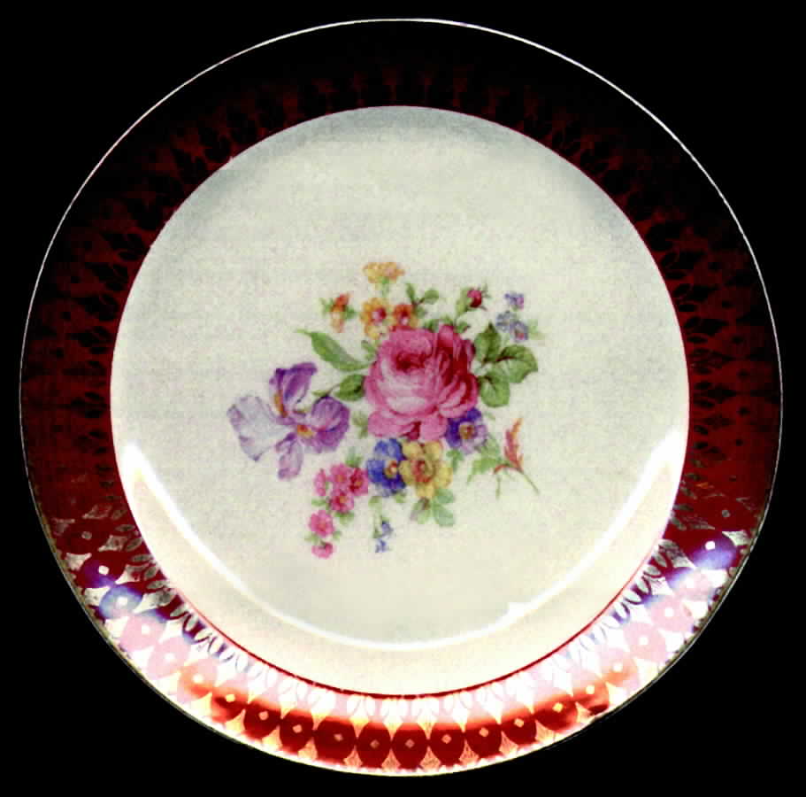 Royal Rajah Maroon Salad Plate by Cronin-1