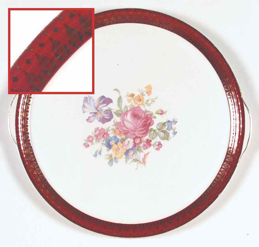 Royal Rajah Maroon Handled Cake Plate by Cronin-1