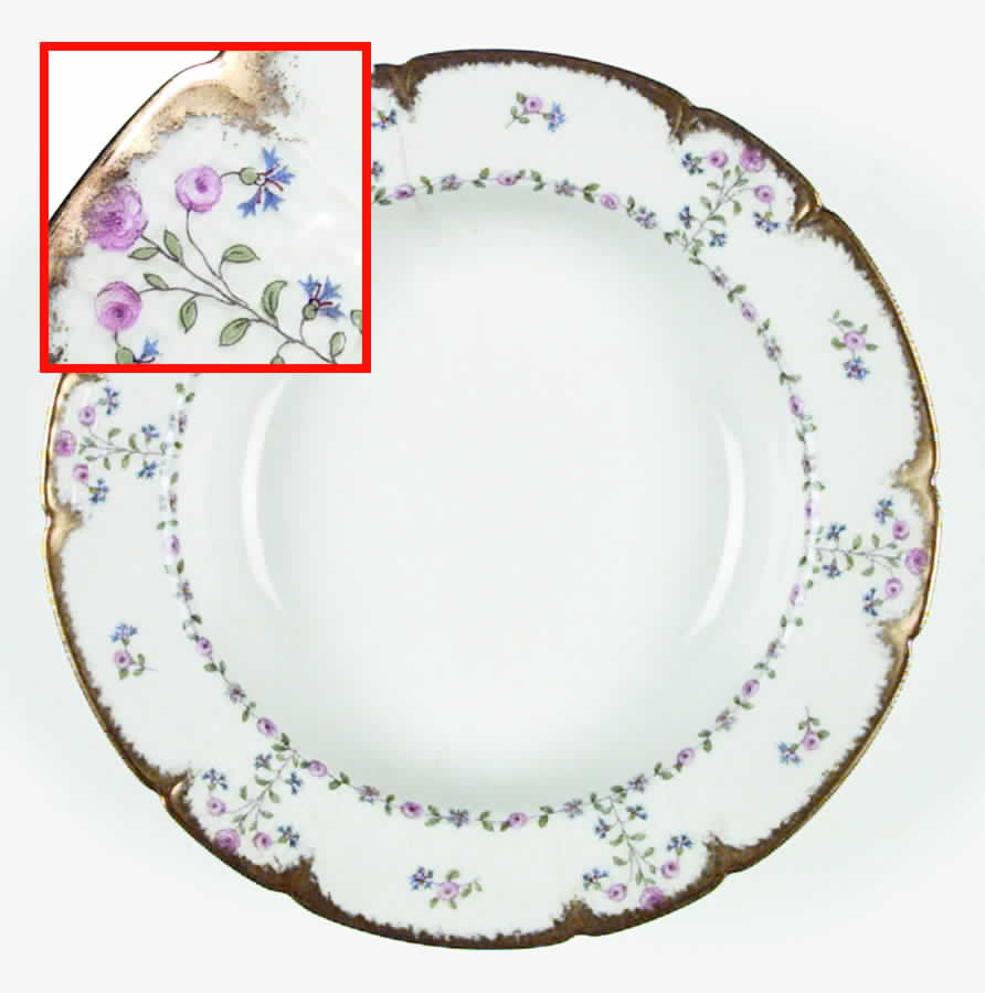 CHF368 (Brushed Gold Trim) Rim Soup Bowl by Charles Field Haviland-1