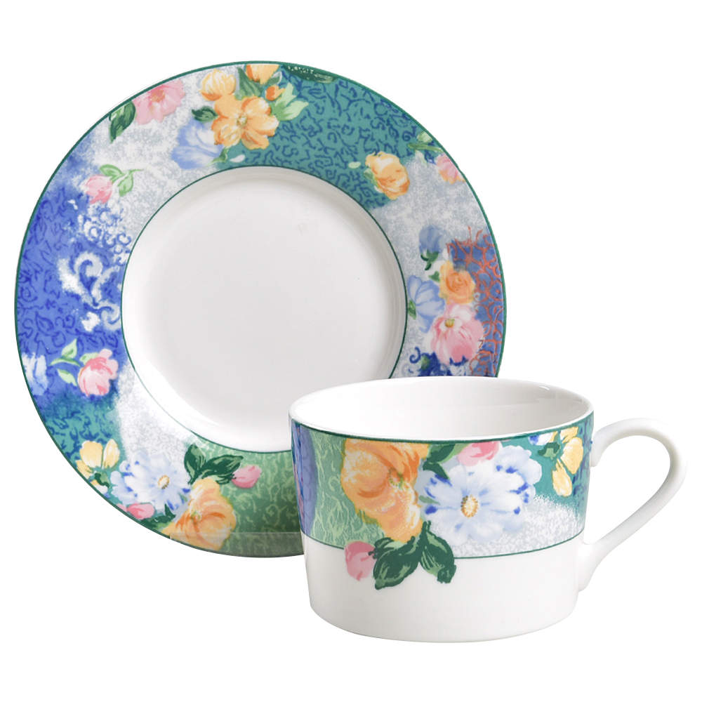 French Brocade Flat Cup & Saucer Set by Christopher Stuart-1