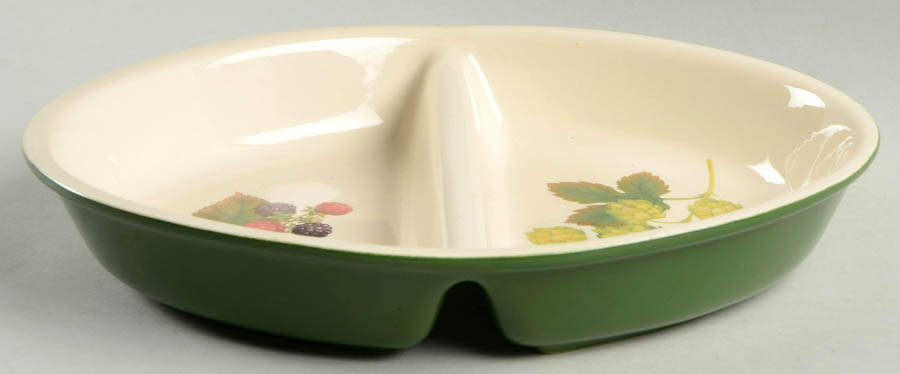 Country Fruits Oval Divided Vegetable Bowl by Cloverleaf (England)-1