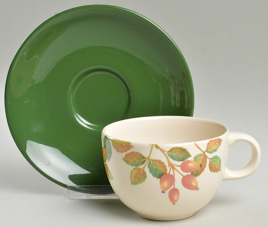 Country Fruits Flat Cup & Saucer Set by Cloverleaf (England)-1