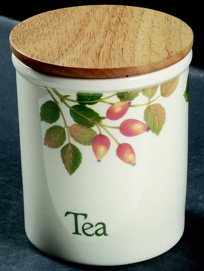 Country Fruits Tea Canister & Wood Lid by Cloverleaf (England)-1