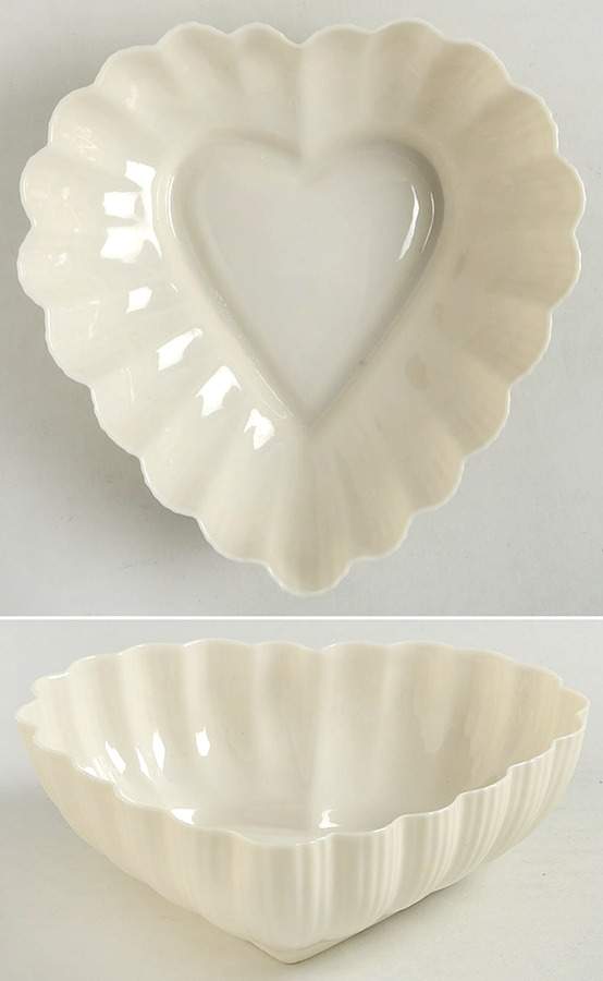 Leaf, Shell & Heart Shaped Plates 6'' Heart Shaped Bowl by Belleek Pottery (Ireland)-1